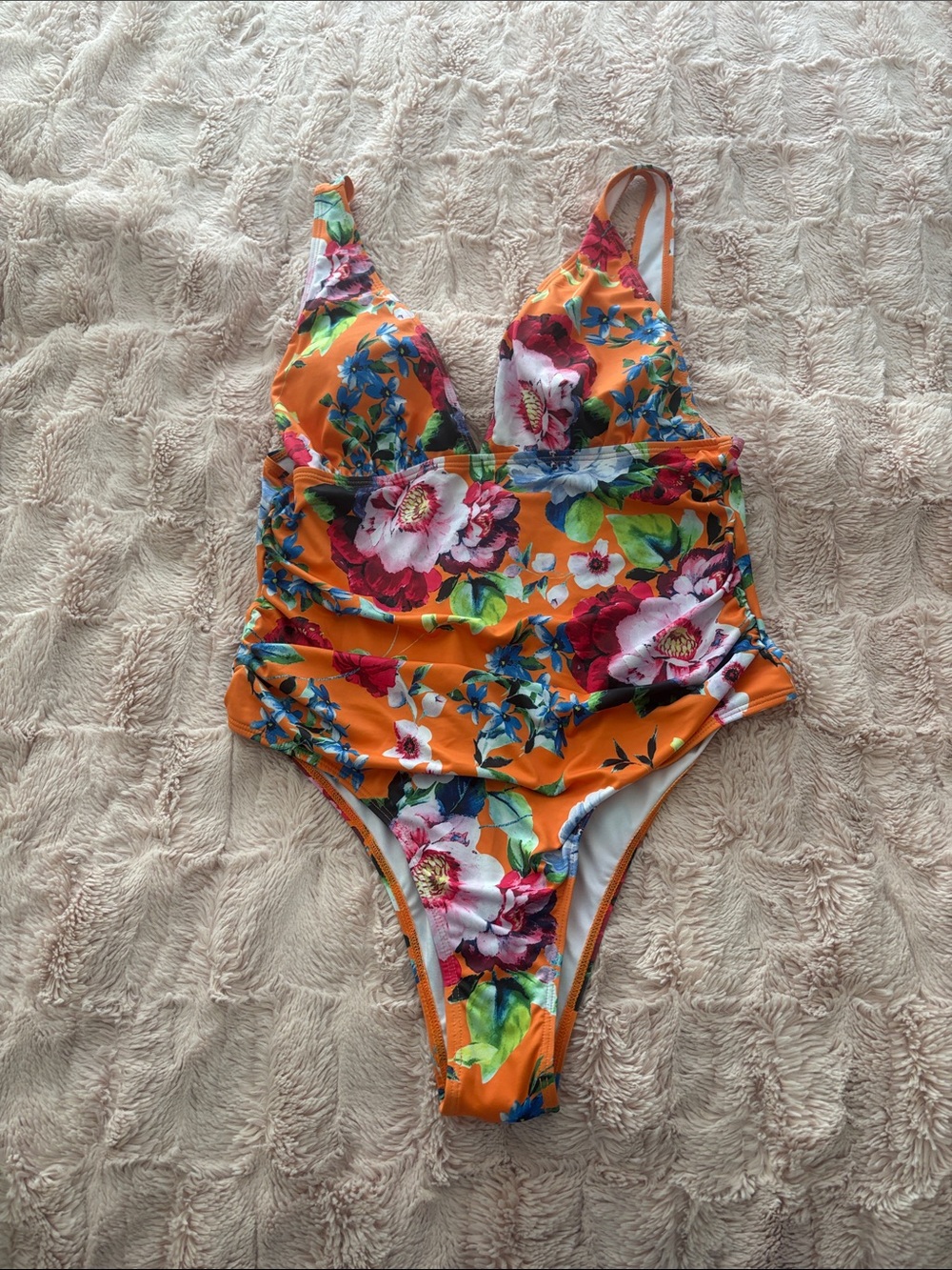 Floral One-Piece Swimsuit - Orange